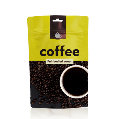 250 g moisture proof yellow back custom printed plastic coffee packaging stand up pouch for coffee