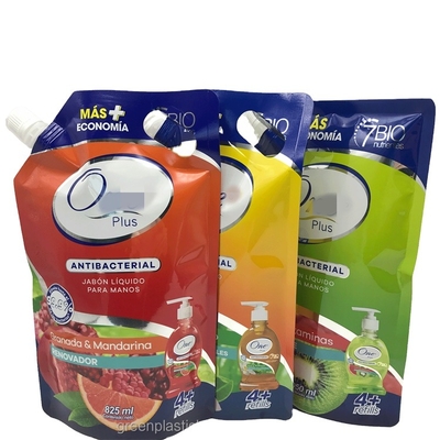 500ml 1L Recyclable High Quality Biodegradable Packaging Bags Aluminum Foil Spout Pouch For Water Juice Drink Liquid Pouch